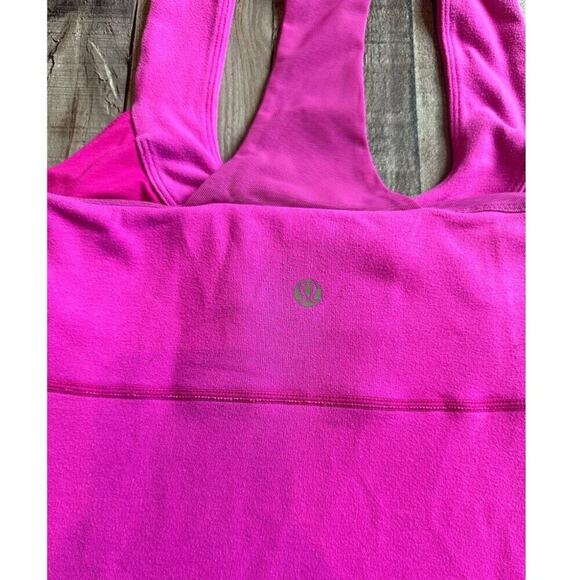 Lululemon Tank Top Magenta Scoop Mesh Racer T- Back Built in Shelf Bra | Size 6 - Picture 9 of 14